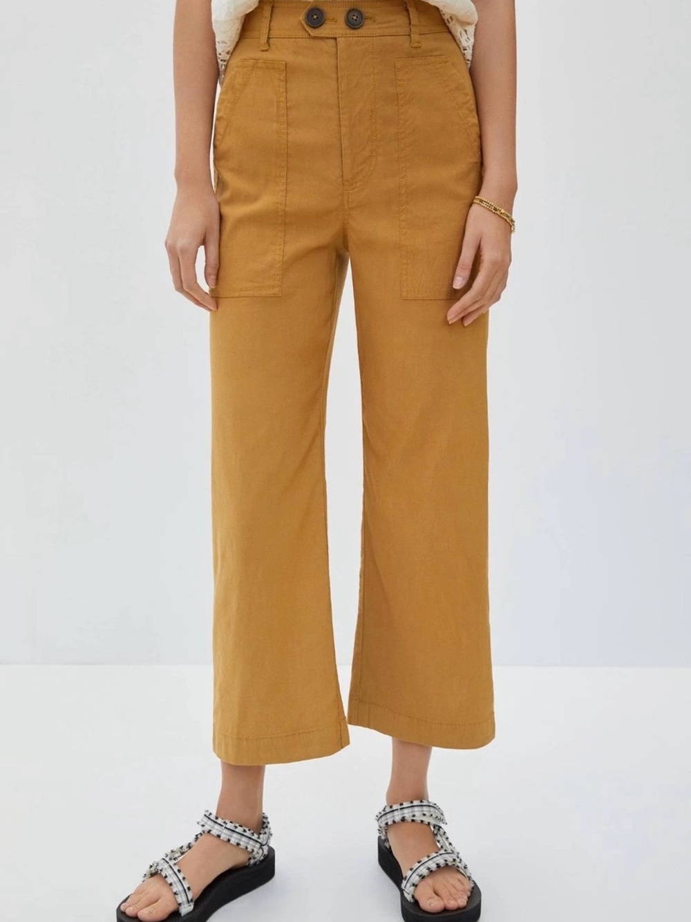 Anthropologie Maeve Colette Wide-Leg Cropped Pants Size 0 - Picture 2 of 10